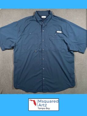 Columbia PFG Performance Fishing Gear Short Sleeve Button Shirt Mens XXL 2TG